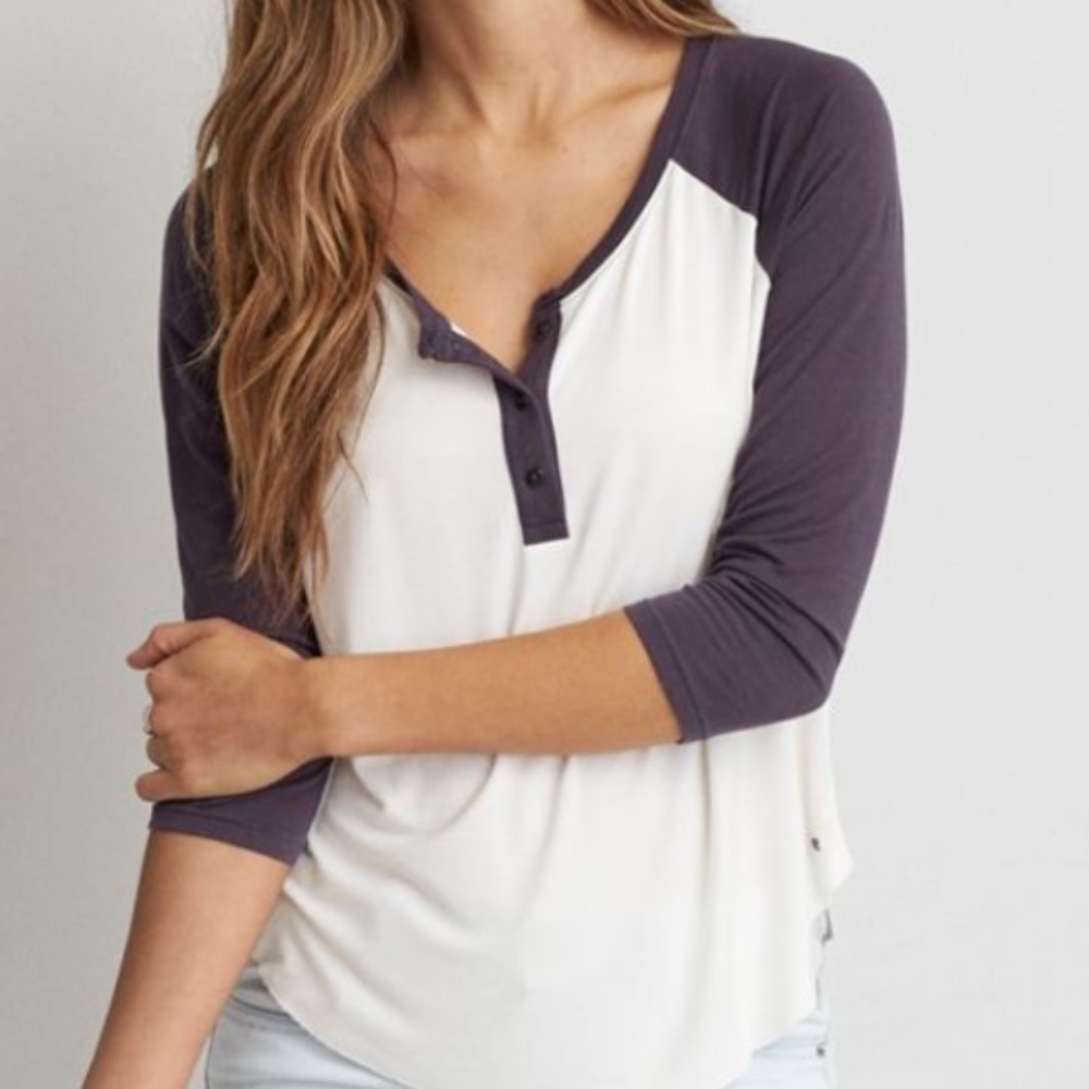 American Eagle Purple baseball-tee